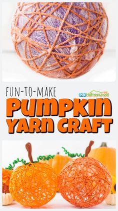 pumpkin yarn craft for kids to make