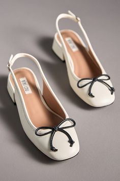 Leather upper, insole Rubber sole Slip-on styling Imported | Suzy Slingback Heels by Bibi Lou in Beige, Women's, Size: 36, Leather/Rubber at Anthropologie Slingback Heels, Girly Shoes, Slingback Heel, Pretty Shoes, Dream Shoes, Work Shoes, White Shoes