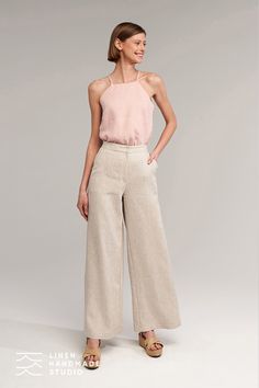 Elevate your wardrobe with our full-length linen palazzo pants, a timeless piece blending versatility and comfort. Featuring side pockets, and an elastic waistline for effortless wear. Crafted from 100% softened European linen, they're an ideal choice for your capsule wardrobe. Plus, tailor your look with four inseam options: 28", 30", 32", and 34" to suit your style perfectly. Shop now! Linen Palazzo Pants, Full Length Pants, Pants Linen, Cropped Linen Pants, Dress Shirt Sleeves, Wide Leg Linen Pants, Womens Pants