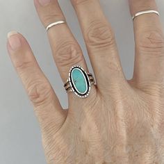 Sterling Silver Oval Genuine Turquoise Ring, Silver Ring, Statement Ring, Boho Ring Irish Ring Claddagh, Irish Rings, Unisex Ring, Cute Rings