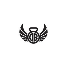 a black and white logo with the letter d in it's center surrounded by wings