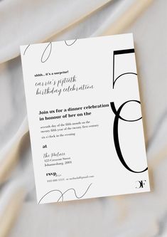 50TH Birthday dinner invitation, simple, minimal but elegant.  Enjoy! And Congratulations! - Includes How to Guide for Canva. - invite dimensions 5x7 - printable -------- Luxury made inexpensive! I offer high quality made electronic invites made with love and patience using Canva's high quality tools to save you the frustration of figuring layouts, typography and aesthetic during the most precious time of your life. Be it for a wedding, a birthday, a baby shower or a simple holiday card, Faithfu 50th Birthday Dinner, Minimalist Birthday Card, 50th Birthday Invite, Birthday Dinner Invitation, 50th Birthday Invitation, Simple Holiday Cards, Luxury Birthday, Black And White Minimalist, 50th Birthday Invitations