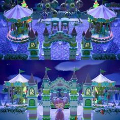 Acnh Mardi Gras Design, Carnival Anch, Animal Crossing Fair Ideas, Carnival Area Animal Crossing, Acnh Plaza Carnival Design Ideas, Animal Crossing Carnival Design, Acnh Carnival Design Ideas, Acnh Fun Fair Ideas, Acnh Fairground Design