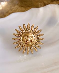 Inspired by the sun's luminosity, our Sun Solar Ring is a delicate portrayal. Made with attention to detail, this golden ring exudes the everlasting brilliance of the sun. Embrace its celestial glow and add a touch of celestial allure to your everyday style or evening ensemble. Details & Care Stainless steel, doesn't discolor Size sun: 3 cm One size fits all For our customers outside of Europe, please contact us prior to purchase. We can provide you with a shipping quote based on location and we Sun Solar, Sun Ring, Golden Sun, Gold Sun, Ringe Gold, Golden Ring, Ring Stack, Celestial Jewelry, Gold Ring Stack