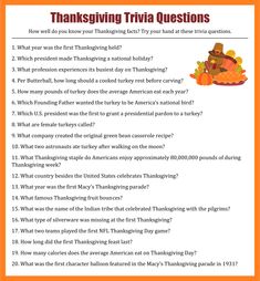 thanksgiving trivia questions for students