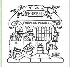 a coloring page for farmers market