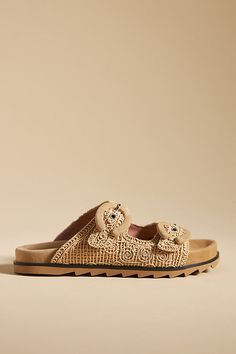 Beige Woven Sandals With Flat Heel, Beige Woven Flat Heel Sandals, Beige Woven Flat Sandals, Beige Suede Sandals With Woven Sole, Beige Textile Sandals With Woven Sole, Beige Sandals With Woven Sole, Beige Flat Woven Sandals, Suede Sandals With Woven Sole For Beach, Summer Suede Sandals With Woven Sole