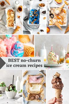 the collage shows different types of ice creams