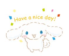 a white sheep with blue eyes and the words have a nice day