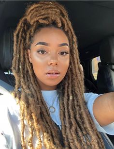 Blonde Dreadlocks, Sweet Hairstyles, Blonde Box Braids, Faux Locs Hairstyles, Pelo Afro, Braids Locs, African Braids, Natural Hair Journey, Locs Hairstyles