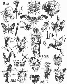 an old school tattoo flash sheet