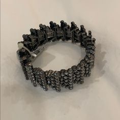 Great Condition Never Worn Trendy Black Stretch Bracelet For Party, Adjustable Black Metal Stretch Bracelet, Dark Grey Color, Bracelet Black, Grey Color, Dark Black, Womens Jewelry Bracelets, Dark Grey, Womens Sizes