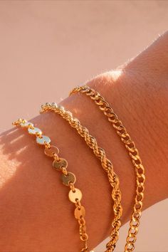 Michelle Bracelet - Rio Rope Bracelet - Harper Bracelet from BEADS by tara Snake Chain Bracelets, Chain Bracelets, Gold Bracelets, Gold Bracelet Chain, Bracelet Clasps, Cuban Chain, Women Trends, Rope Chain, Snake Chain