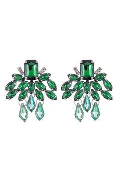 Rich and refreshing green stone clusters bring vintage-inspired glamour to your next night out. Post back Silvertone plate, acrylic stone Imported Gems Jewelry, Green Stone, Eye Candy, Nordstrom Rack, Vintage Inspired, Night Out, Silver Tone, Fashion Dresses, Jewelry Earrings