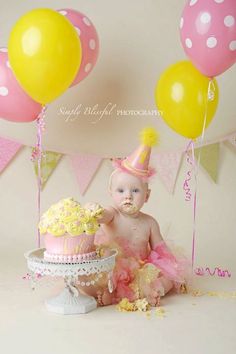 Light Pink and Yellow - Custom Party Hat / Headband (pick you colors). $12.95, via Etsy. Baby Picture Ideas, Cupcake Theme, 6 Month Baby Picture Ideas, Cake Smash Inspiration, Pink Lemonade Party, 1st Birthday Pictures, First Birthday Pictures, 1st Birthday Cake Smash, 1st Birthday Photos