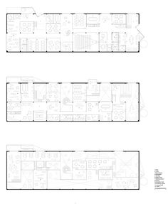 the floor plan for an office building with two separate rooms and three different areas in each room