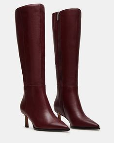 LUCID Burgundy Pointed Toe Kitten Heel Boot | Women's Boots – Steve Madden How To Wear Mid Calf Boots, 2024 Clothes, Kitten Heel Boots, Burgundy Boots, Heel Boot, Gift Inspiration, Mid Calf Boots, Kitten Heel, Steve Madden Shoes