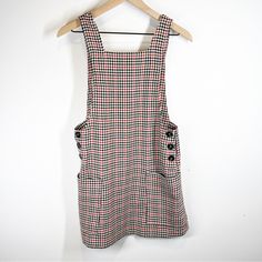 Size Xs Urban Outfitters Black And Red Gingham Jumper Style Dress. New Without Tags, Additional Buttons Attached Inside Sleeveless Plaid Dress With Pockets, Urban Outfitters Casual Plaid Dress, Urban Outfitters Red Sleeveless Mini Dress, Sleeveless Red Mini Dress By Urban Outfitters, Jumper Style, Red Gingham, Urban Outfitters Dress, Jumper Dress, Style Dress