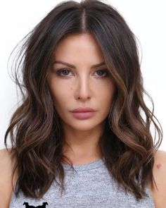 61 Shoulder-Length Hairstyles for Women: Trendy Medium-Length Styles Medium Brown Hair With Highlights, Brunette Hair Color With Highlights, Dark Brown Hair With Highlights, Straight Hair Highlights, Lived In Color, Brown Hair Color Ideas, Medium Blonde Hair, Haircuts For Medium Length Hair, Hair With Highlights