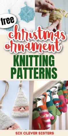 christmas ornament knitting patterns with text overlay