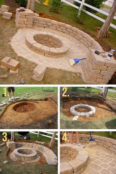 an outdoor fire pit made out of bricks