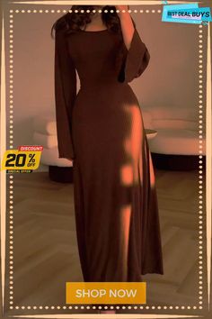 Elegant Simplicity Solid Bandage O Neck Irregular Dresses(9 Colors) Long Sleeve Fitted Dress, Fasion Outfits, Trendy Outfits Winter, Style Inspiration Winter, Dark Wear, Thanksgiving Outfit, Women's Fashion Dresses, Aesthetic Clothes, Sleeve Dress