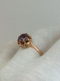 Vintage Rose Gold Solitaire Ring, Formal 14k Rose Gold Ruby Ring, Classic Rose Gold Birthstone Ring For Formal Occasions, Formal Rose Gold Amethyst Ring With Center Stone, Formal Rose Gold Birthstone Ring With Prong Setting, Formal Rose Gold Ruby Ring With Round Band, Vintage Rose Gold Rings With Prong Setting, 14k Rose Gold Amethyst Ring With Prong Setting, Formal Rose Gold Amethyst Ring In 14k Gold