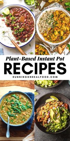 the cover of plant - based instant pot recipes, with pictures of different types of food