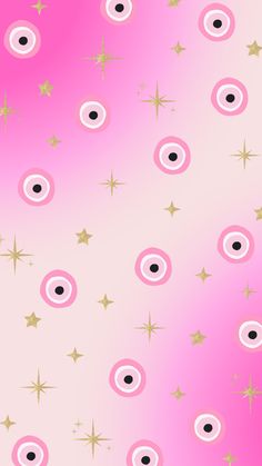 an abstract pink background with gold stars and circles