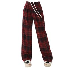 Red Plaid Pants, Rock N Roll Style, Red Gifts, Red Pants, Plaid Pants, Plaid Design, Kawaii Clothes, Premium Fabric, Grunge Fashion