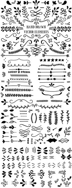 a large collection of hand drawn decorative elements