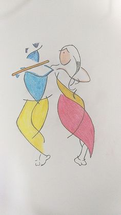 a drawing of two people holding a baseball bat and wearing colorful clothing, one with a bird on her shoulder