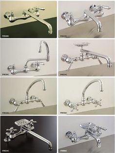 several different types of faucets and handles for kitchen sinks or bathtubs