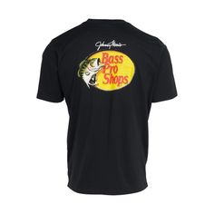 Show your love for the greatest outdoor outfitter in the world with the Bass Pro Shops� Woodcut Logo Short-Sleeve T-Shirt for Men. This comfortable T-shirt features the woodcut Bass Pro Shops logo on the back and the left chest. A tagless design keeps this T-shirt from getting itchy. Solids: 100% cotton. Heathers: 60% cotton/40% polyester. Machine wash. Imported.  Solids: 100% cotton;   Heathers: 60% cotton/40% polyester;   Woodcut Bass Pro Shops logo on back and left chest;   Tagless design; Black T-shirt With Letter Print For Outdoor, Graphic Tee With Moisture-wicking For Outdoor, Moisture-wicking Graphic Tee For Outdoor, Black Sublimation Print Top For Outdoor, Black Letter Print T-shirt For Outdoor, Black Graphic Tee For Camping, Black Short Sleeve T-shirt For Outdoor, Black Cotton T-shirt For Outdoor, Black Crew Neck T-shirt For Outdoor Activities