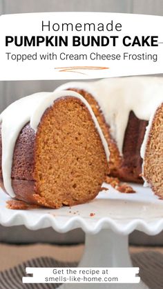 Pumpkin Bundt Cake with Cream Cheese Frosting, a perfect indulgence for your fall festivities! This heavenly dessert, dripping with delectable cream cheese frosting, doesn't require a box mix and is ready to go in the oven in less than 20 minutes. Despite the hustle and bustle of autumn, you can still find time for this easy-to-make, mouthwatering pumpkin cake. Enjoy it after dinner or serve it at your Thanksgiving gathering. Pumpkin Bundt Cake Recipes, Pumpkin Bundt, Easy Bundt Cake, Cake Recipes At Home, Pumpkin Bundt Cake, Bundt Cake Recipe, Pumpkin Pie Mix, Pumpkin Spice Cake, Frosting Recipe