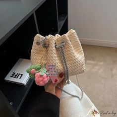 Bird in Bag - New woven bucket bag popular personality bags female chain shoulder crossbody beach bag Street Trends, Bird In Bag, Beach Bag, Bucket Bag, Street Style, Chain