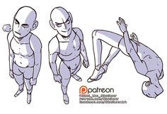 three different poses of a man with one leg up and the other on his knees