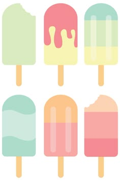 four popsicles with different colors on them