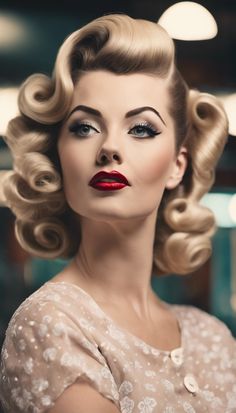 23+ Vintage Hairstyles For Long Hair » Hairstylester 50s Pin Up Hair, Pin Up Girl Hairstyles, Pin Up Girl Hair, Pink Shoot, Pin Up Hairstyles, Vintage Hairstyles For Long Hair, Pinup Hair, Couture Hairstyles