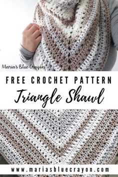 the free crochet triangle shawl pattern is shown