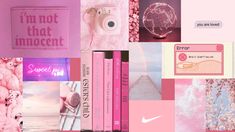 pink collage with photos and text on it