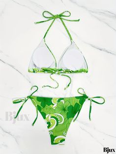 Bjux - Womens Leaf Print 3-Piece Swimsuit Set: Criss Cross Bikini, Drawstring Cut Out Long Sleeve Cover Up, and Tie Back Halter Tie Side Bottoms - Includes Stylish Swimwear and Clothing Swimsuit Set, Tie Backs, Criss Cross, Leaf Prints, Cut Out, Cover Up, Collar Styles, Types Of Sleeves, Long Sleeve