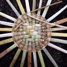 the top view of a basket made out of bamboo sticks