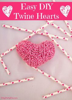 an easy diy twine heart made out of toothpicks and straws