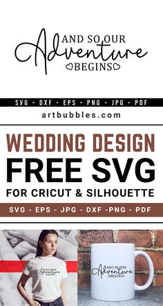 the wedding design free svg for cricut and silhouettes is shown here