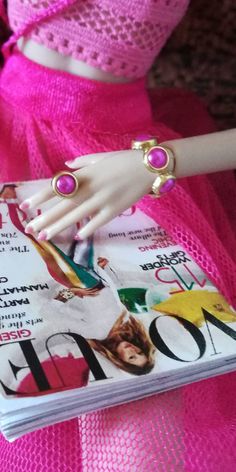 Adjustable jewelry set bracelet and ring! Pick a color! One size fit all same size dolls! Pink Plastic Bangle Jewelry, Bracelet And Ring, Pick A Color, Curvy Barbie, Set Bracelet, Adjustable Jewelry, Bracelet Ring, Doll Fashion, Integrity Toys