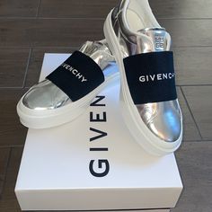 Brand New In Box With Receipt, Givenchy Sneakers Size 41 Made In Mens But Can Be Unisex. Women’s Us 10. This Is In The Color Black/Silvery. Comes With Everything. Feel Free To Ask Questions Luxury Silver Sneakers With Metallic Logo, Givenchy Sneakers, The Color Black, Givenchy Shoes, Silver Sneakers, Womens Shoes Sneakers, Givenchy, Black Silver, Shoes Sneakers