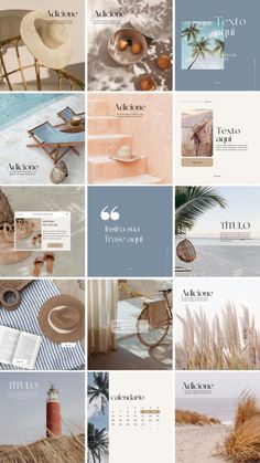 a collage of different images with the words beach written on them and various pictures