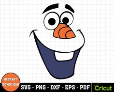 the face of an animated character with big eyes and large teeth, is outlined in black and