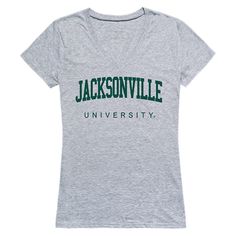 The Game Day Women's Tee is a V-neck shirt featuring printed college logos. These tees are incredibly soft, lightweight and formfitting. Show off your school pride with these stylish t-shirts. 100% Cotton Digitally Printed in USA Womens t-shirt sizes: Small, Medium, Large, XL, XXL. See size chart in image gallery for measurements. Short Sleeve Form Fitting, V Neck Machine Washable Lightweight and Durable Officially Licensed Imported Great gifts for students, grads, back to school, graduation, op Jacksonville University, Drake University, Jackson State University, Jackson State, University Of Maine, Georgia State, College Logo, School Pride, Alma Mater